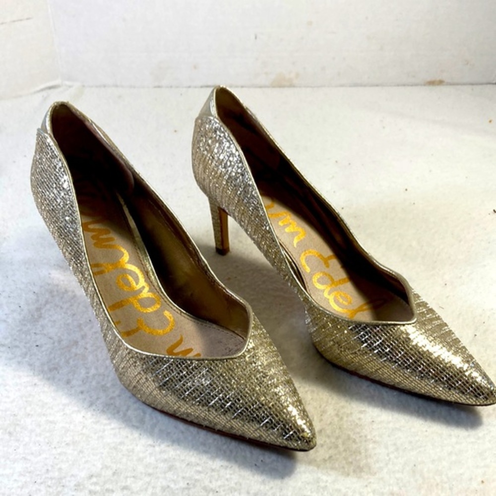 Sam Edelman Women’s Hazel Shimmering Gold Pointy Toe Heels